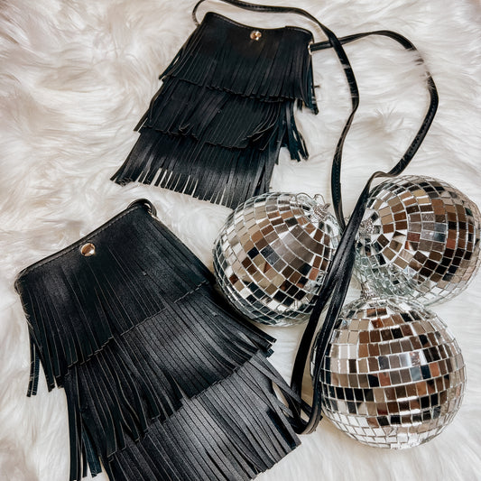 Black fringe bag