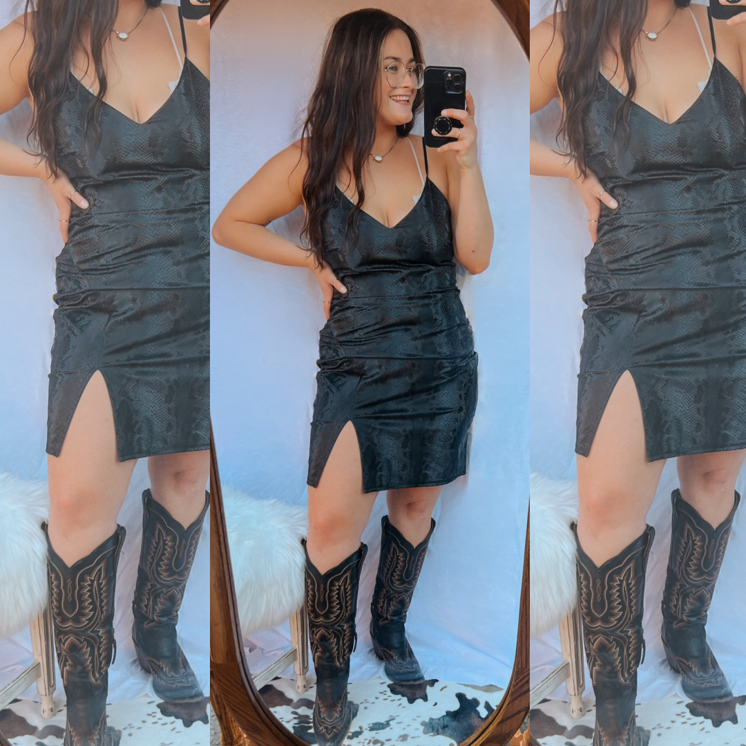 Black Snake Skin Dress